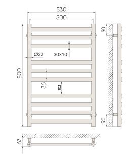 Полотенцесушитель водяной Indigo Slim LSLW80-50 80x50 см хром